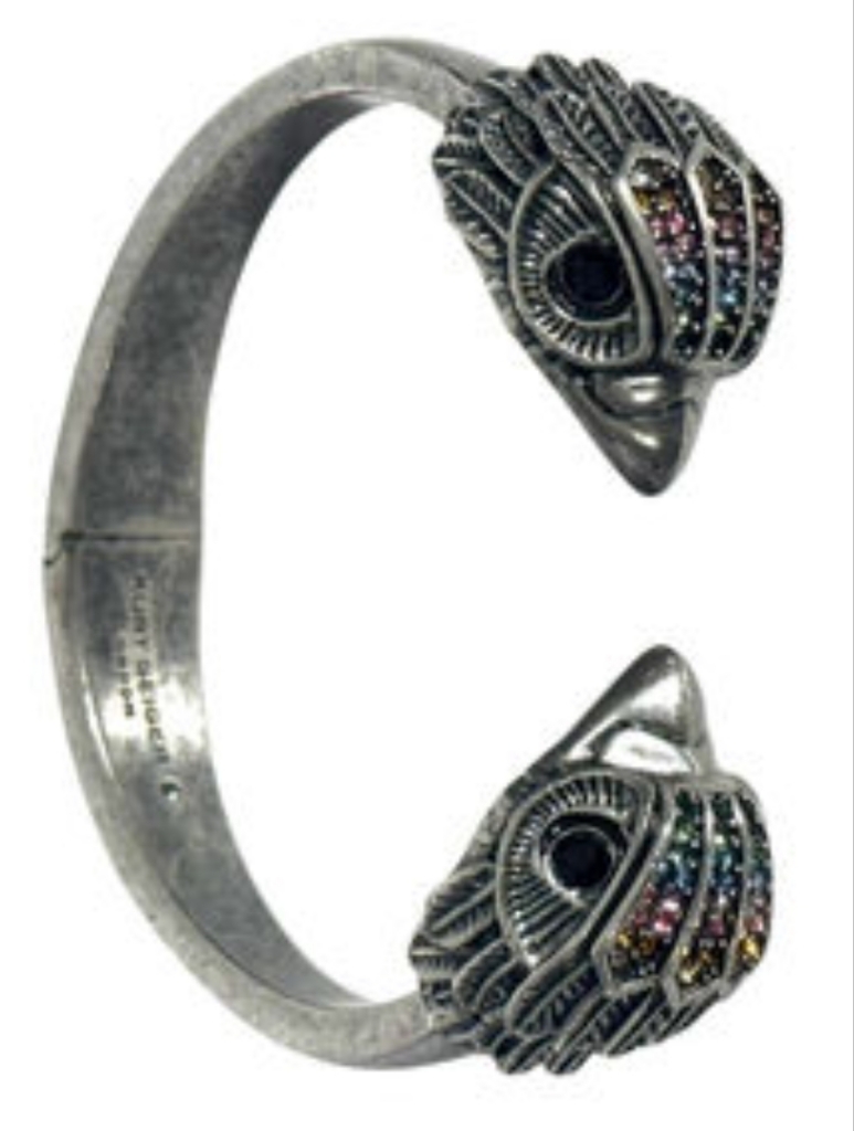Kurt Geiger Silver Eagle Head Hinges Bangle With Multicolor Crystals 85$